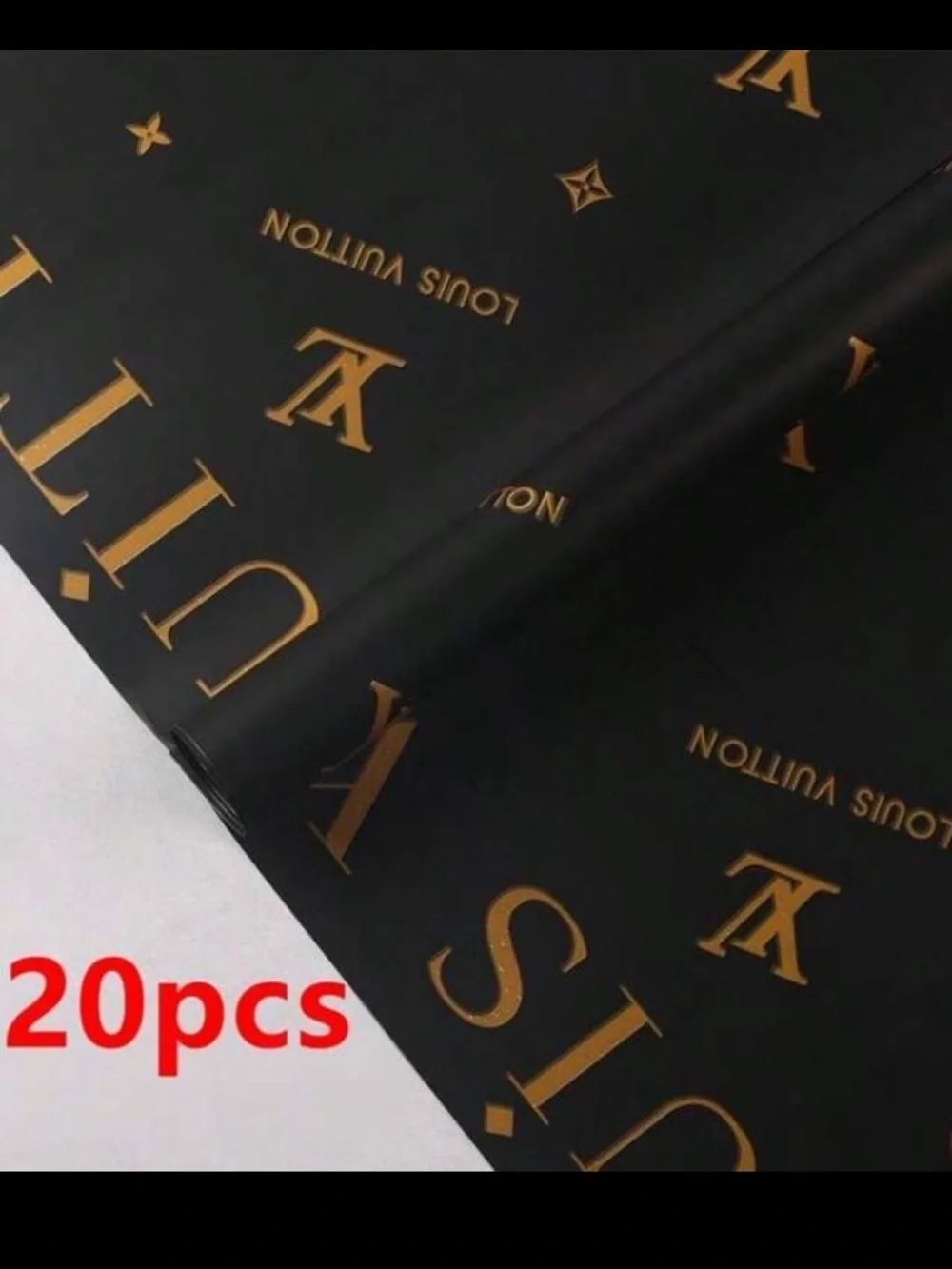Black & Gold Luxury LV Print Gift Wrapping Paper